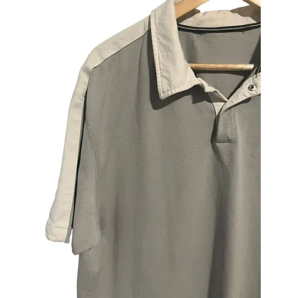 Nike Mens Polo Shirt Extra Large Gray White Logo Cotton